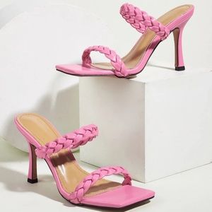 Pink braided heels